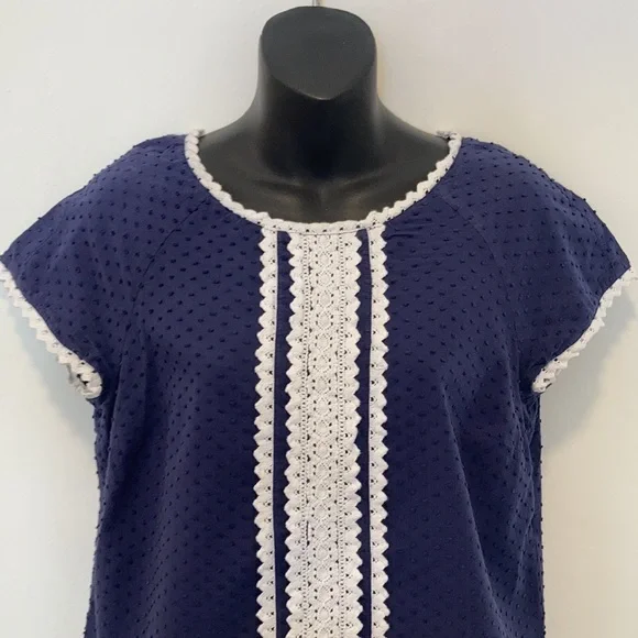 Vineyard Vines Navy & White Cotton Top Small - Picture 2 of 6